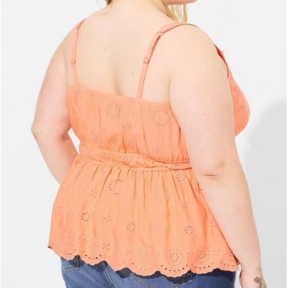 Torrid Papaya Punch Eyelet Tie Front Sleeveless Tank - Picture 3 of 9